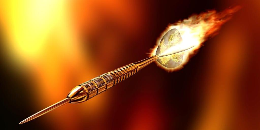 brennender Dart-Pfeil vor rotem Hintergrund